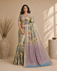 Kalamkari Cotton Silk Saree with Floral Motifs | Elegant Ethnic Wear Saree for Festive, Casual & Traditional Occasions