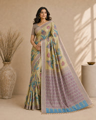 Kalamkari Cotton Silk Saree with Floral Motifs | Elegant Ethnic Wear Saree for Festive, Casual & Traditional Occasions