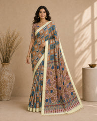 Kalamkari Design Cotton Silk Saree for Women | Elegant Floral & Traditional Print Saree | Lightweight Festive & Daily Wear | Kalakarie
