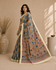 Kalamkari Design Cotton Silk Saree for Women | Elegant Floral & Traditional Print Saree | Lightweight Festive & Daily Wear | Kalakarie