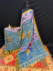 Kalamkari Ocean Theme Saree with Artistic Wave & Whale Design | Elegant Statement Saree for Festive & Casual Wear | Kalakarie