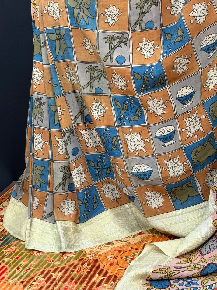 Kalamkari Design Cotton Silk Saree for Women | Elegant Floral & Traditional Print Saree | Lightweight Festive & Daily Wear | Kalakarie