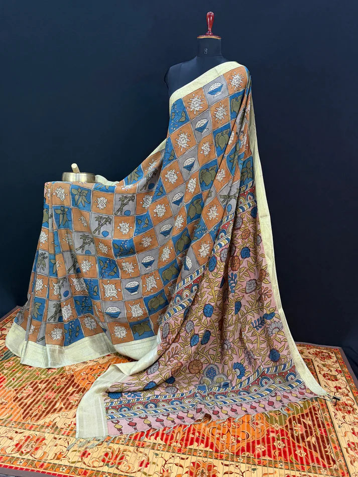 Kalamkari Design Cotton Silk Saree for Women | Elegant Floral & Traditional Print Saree | Lightweight Festive & Daily Wear | Kalakarie