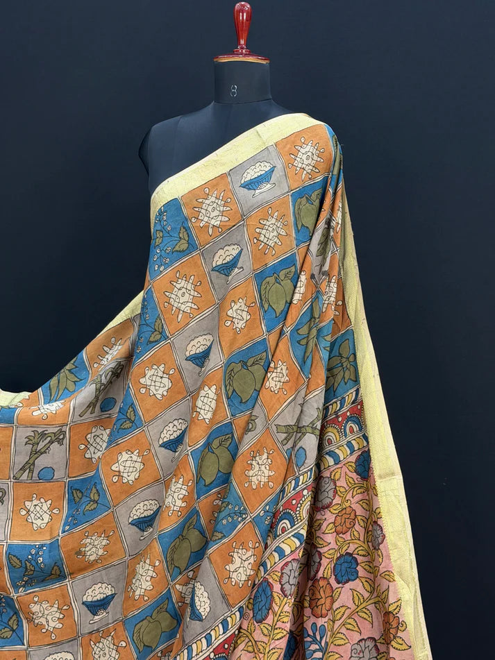 Kalamkari Design Cotton Silk Saree for Women | Elegant Floral & Traditional Print Saree | Lightweight Festive & Daily Wear | Kalakarie
