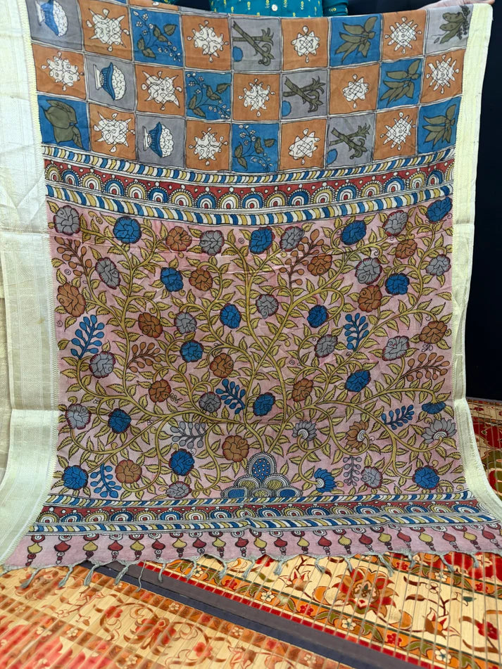Kalamkari Design Cotton Silk Saree for Women | Elegant Floral & Traditional Print Saree | Lightweight Festive & Daily Wear | Kalakarie
